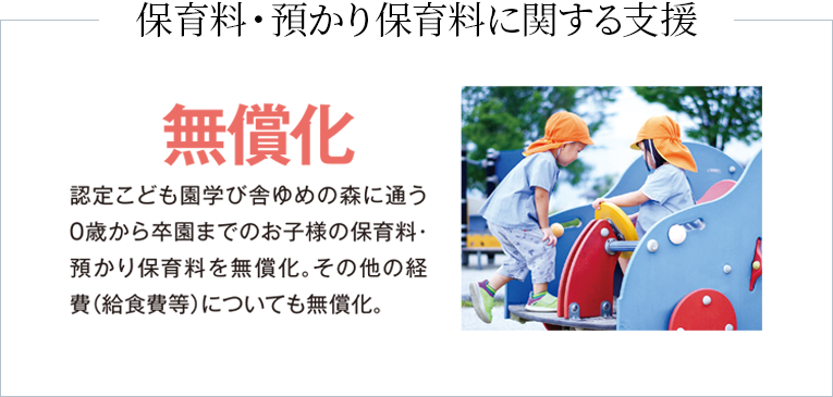 保育料・預かり保育料に関する支援　無償化