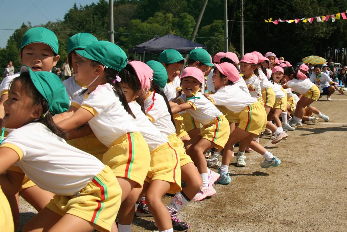 「大きなかぶ」力いっぱい綱を引く園児たち