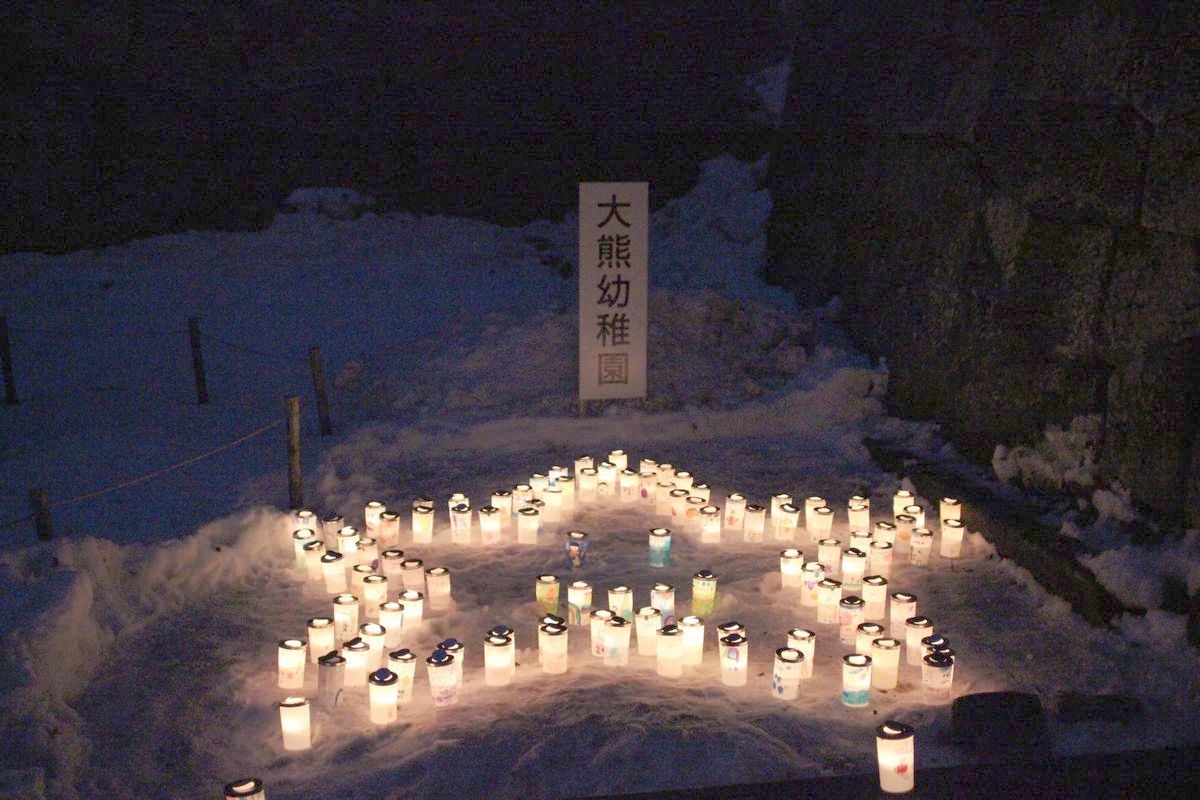 大熊幼稚園の園児たちが制作したメッセージキャンドル