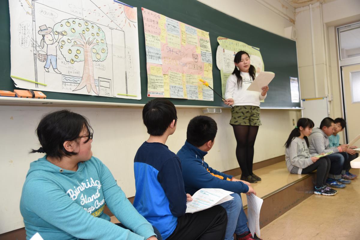 「これからの大熊町をこのようにしたい」「こんな大熊町にしてほしい」という思いや提言を発表する児童