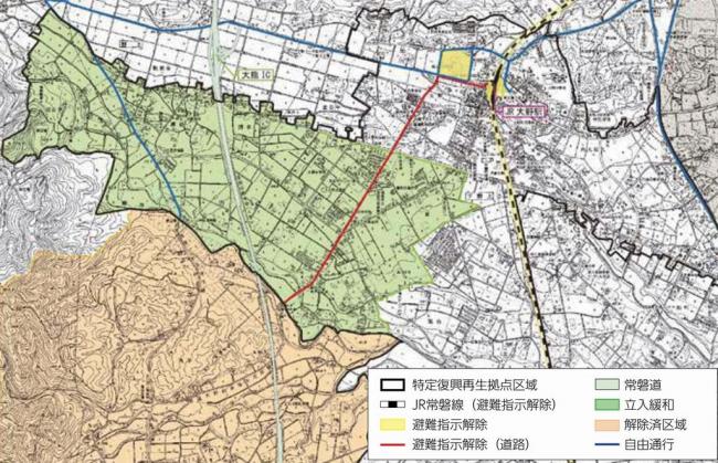 2020年春、避難指示解除・立入規制緩和の区域図（案）