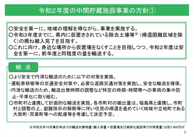 2020年度の中間貯蔵施設事業の方針 ページ1