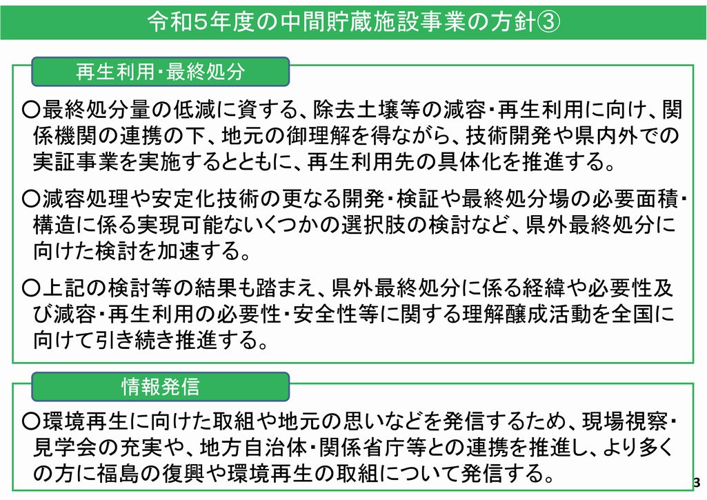 2023年度の中間貯蔵施設事業の方針3