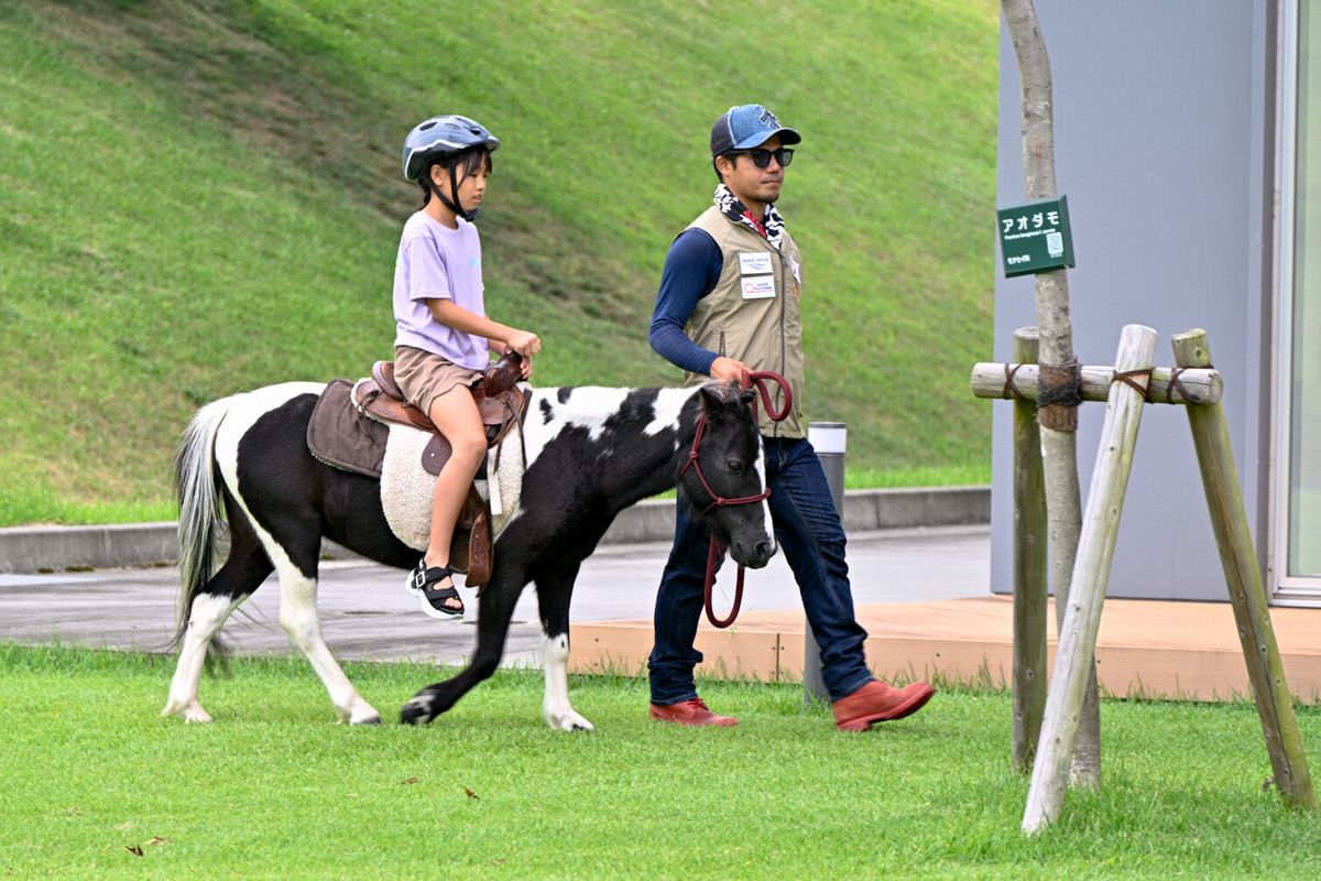 相馬救援隊のポニー乗馬体験は昨年に続き子どもたちに大人気。かわいいポニーとたくさん触れ合いました。
