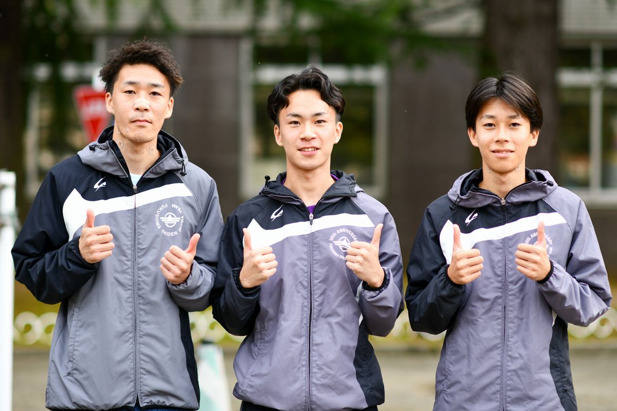 ふくしま駅伝を走りきった柳田選手（中央）
