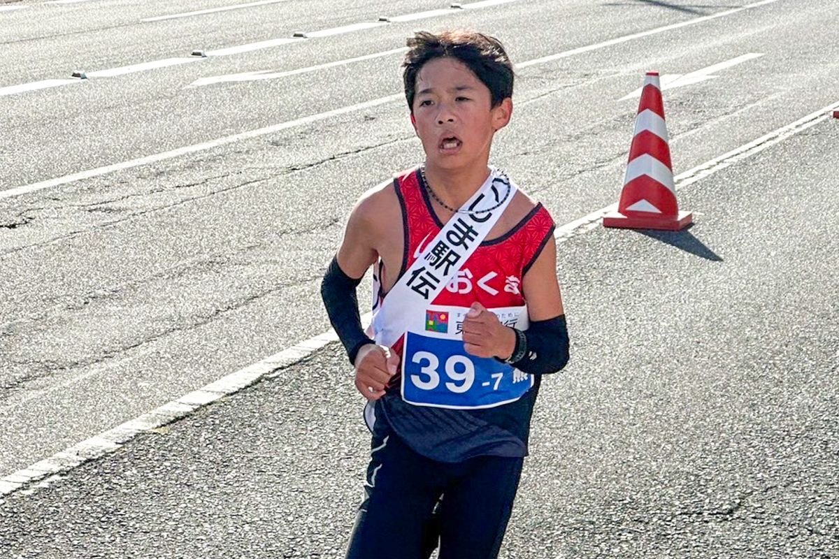 第7区（郡山市・ゼノアック日本全薬工業内から郡山ヒロセ開成山陸上競技場東側）5.5kmを走る渡辺（結）選手は初出場です。「しっかりタスキを繋げられるように頑張りたい」と抱負を述べました。