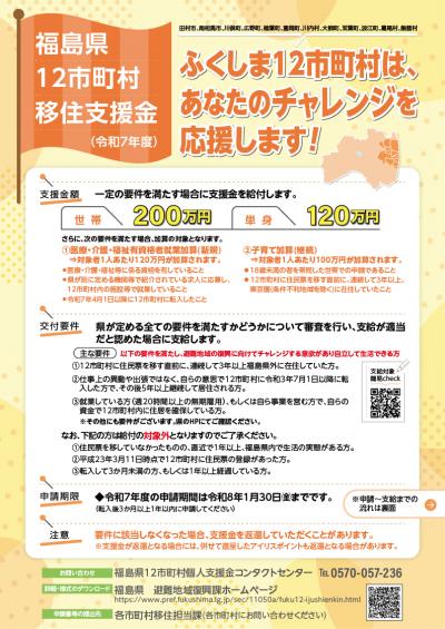 これは福島県外から移住してきてくれた人が使える福島県の補助金なんだなぁ