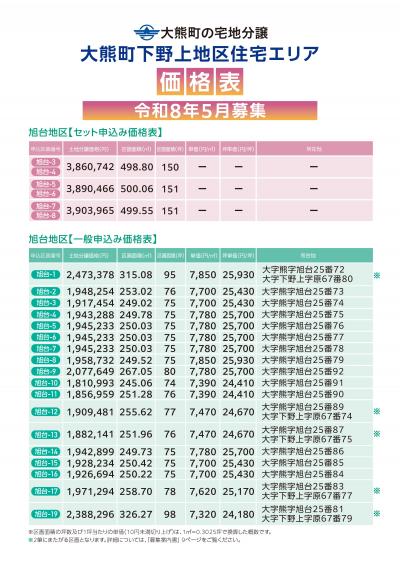 価格表　旭台