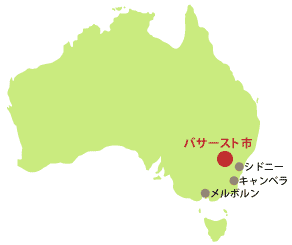 オーストラリア地図バサースト市を表記